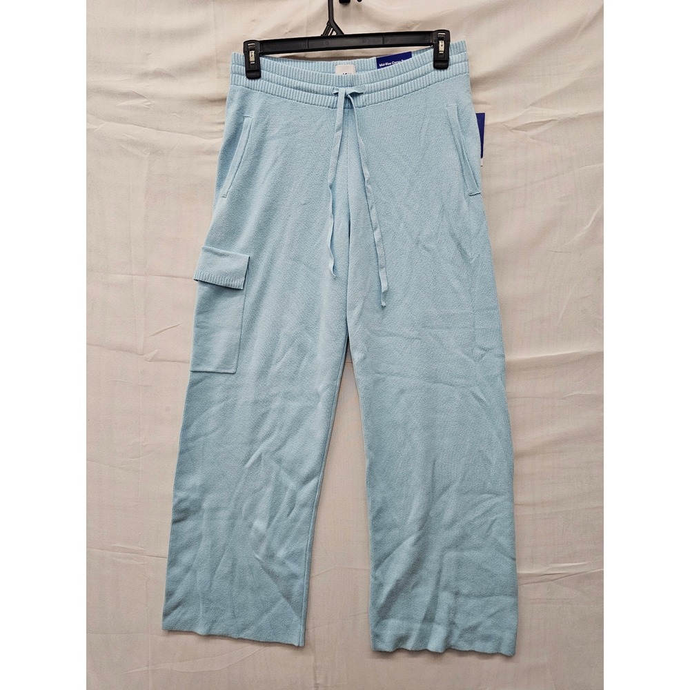 JoyLab Womens Wide Leg Sweater Knit Cargo Pants Blue Cotton Size Medium